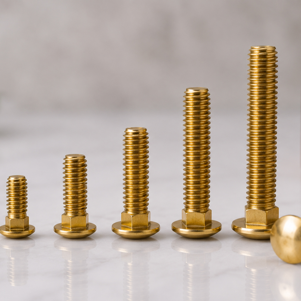 Custom size brass carriage bolts